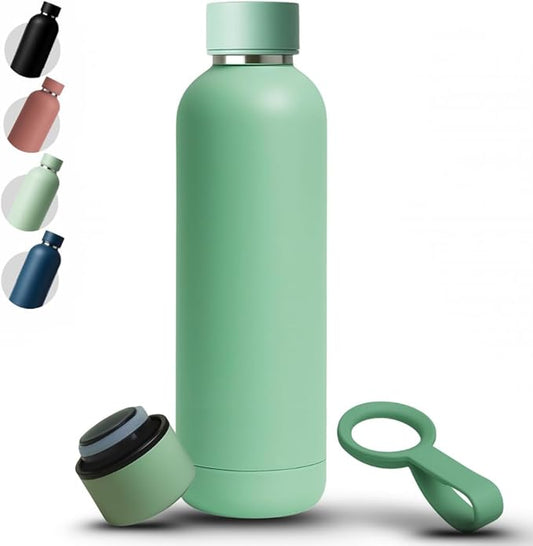 Stainless Steel Water Bottle Moss Green 1000ml| Double Insulated Water Bottle for Hot Water|Gym Leak Proof Water Bottle with Carry Rubber Handle