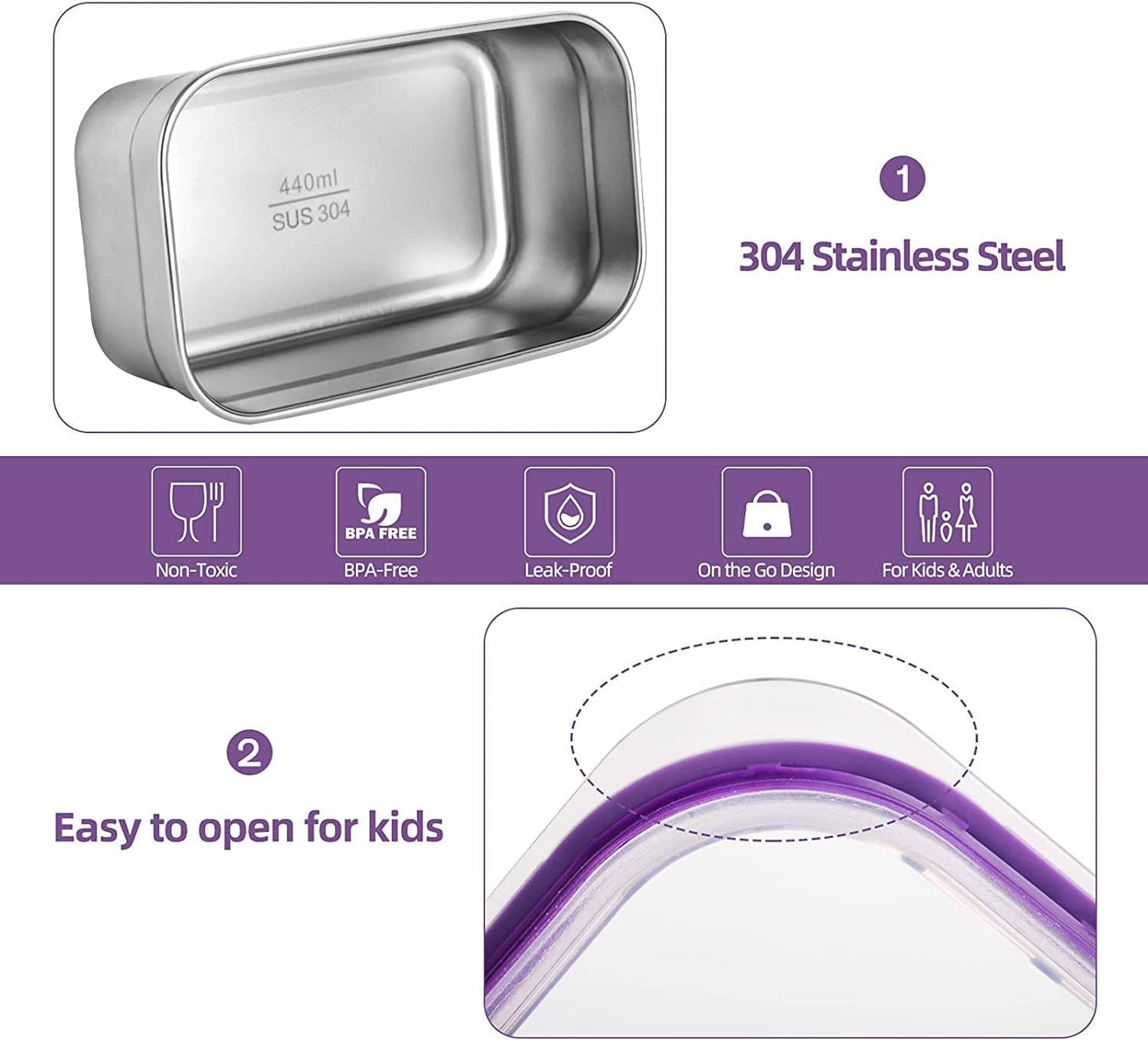 Stainless Steel Lunch Box for Kids School,Insulated with Tableware & Bag,720ML 3 Compartment Divided Lunch Containers with Lids,Leakproof | BFA Free | Small size| Dishwasher Safe (Green)